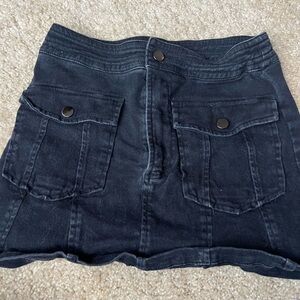 French Kyss Black Denim Skirt